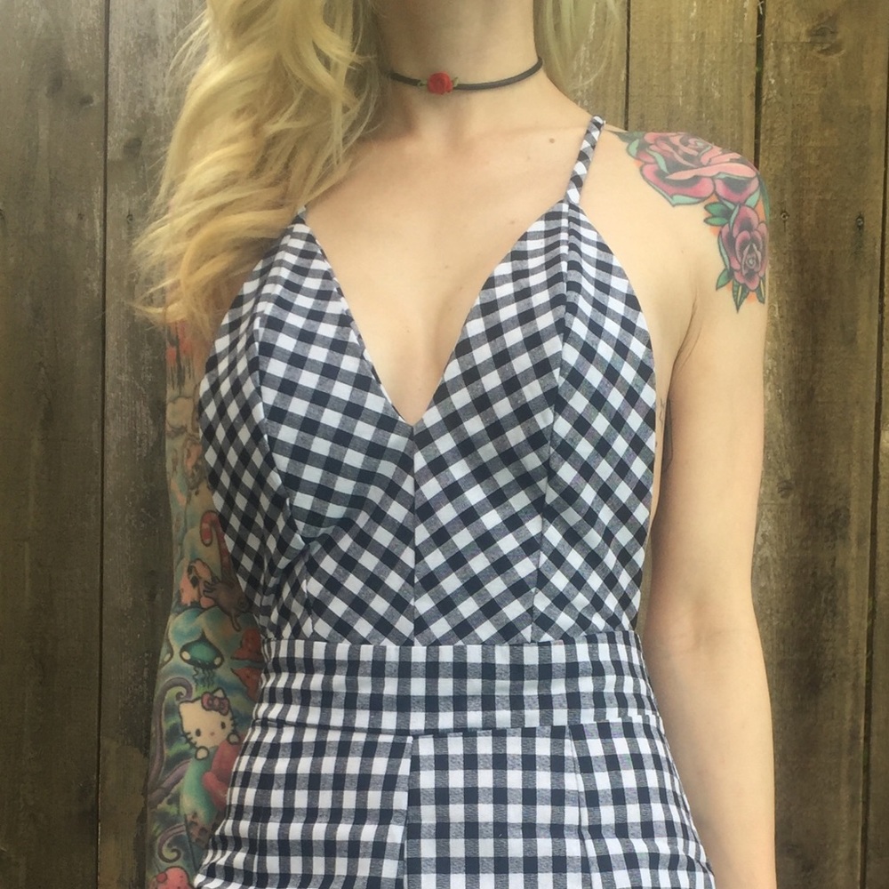 Gingham open back jumpsuit - Picture 4 of 5